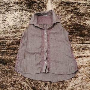 Button down collered tank top